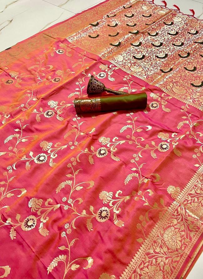 Silk Pink Festival Wear Weaving Saree